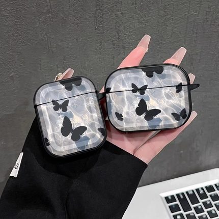 水光纹蝴蝶镂空双面小众个性创意AirPods4代耳机壳苹果无线蓝牙AirPodsPro/tpu1/2代3代防摔Pro2