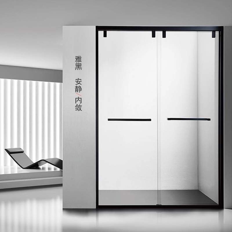 哑黑色淋浴房五金配件全套一字形卫生间玻璃门隔断固定304不锈钢