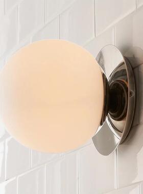 玻璃圆球壁灯复古中古风格简约银色浴室镜前灯创意卧室床头墙壁灯