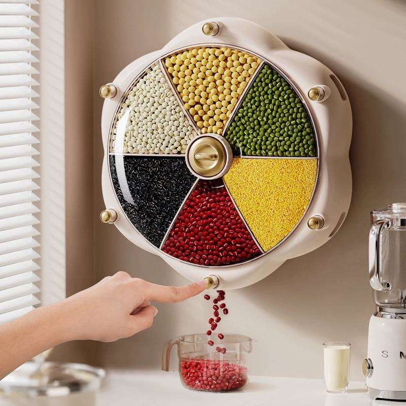 收纳罐五谷杂粮收纳盒装米防虫防潮密封储米箱家用可旋转分格米桶