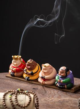 西游记唐僧师徒四人可爱孙悟空猪八戒新中式客厅装饰禅意香插摆件