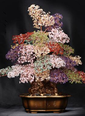 天然黄水晶大号橄榄招财发财摇钱树摆件家居客厅店铺公司开业礼品