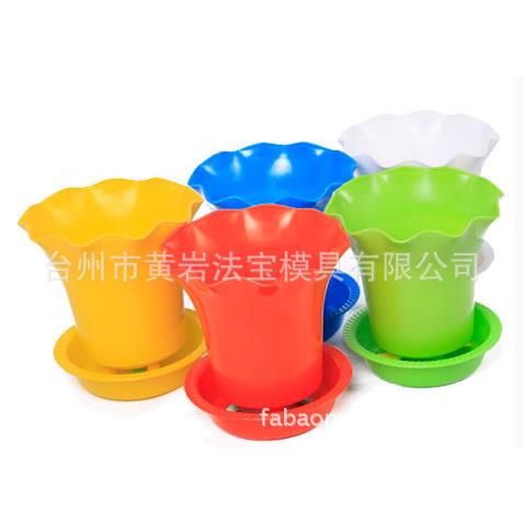 花盆办公桌 小花盆多肉花盆 树脂花盆波浪式花盆出水孔带托盘模具