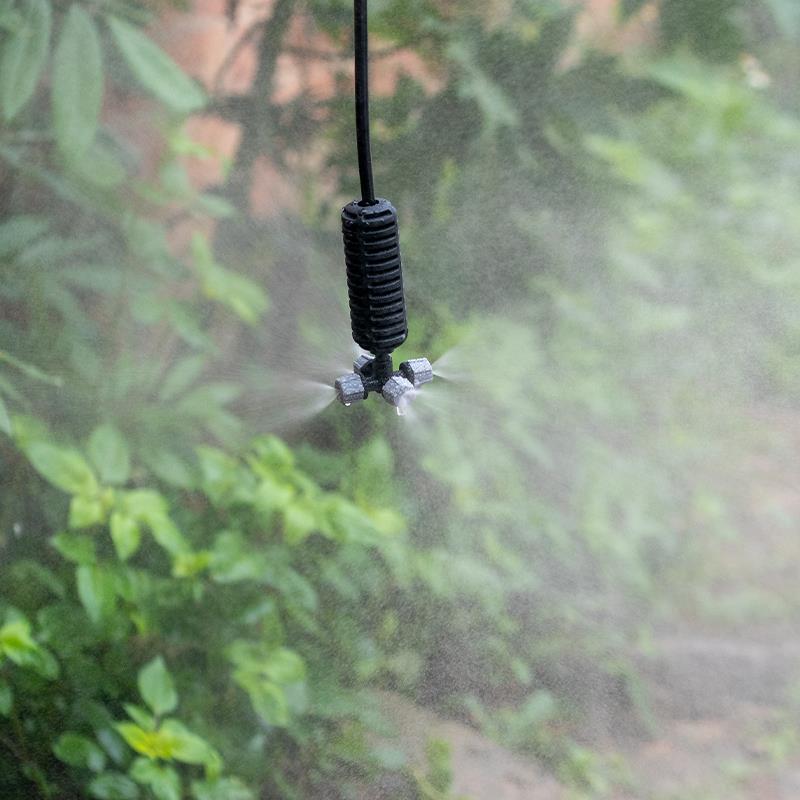 不可调灰色十字雾化微喷头四出口大棚温室加湿降温除尘倒挂喷雾头