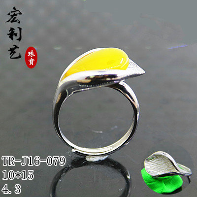 宏利925银戒指空托可调手镯托 蜜蜡欧式吊坠托套装银托10*15图片