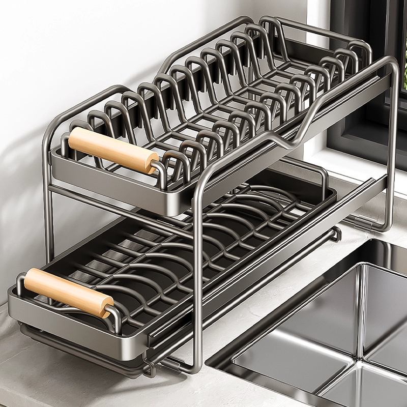 厨房碗架收纳架橱柜内置抽拉抽屉式拉篮台面多功能碗碟碗盘沥水架