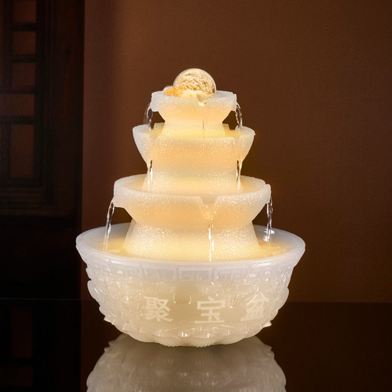 中式桌面流水摆件循环水景办公家居风水轮装饰品开业乔迁招财礼品