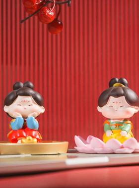 中式唐仕女手机支架创意可爱家居客厅桌面装饰品小摆件树脂工艺品