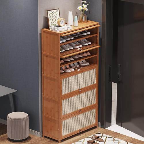 现代简约鞋柜家用实木客厅门口新款翻斗玄关柜入户防尘收纳柜鞋架