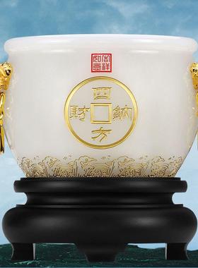 琉璃聚宝盆家居装饰创意工艺品办公招财摆件送老板商务礼品高级感