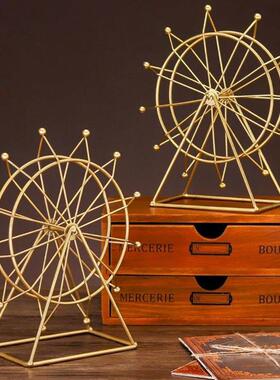 北欧铁艺摩天轮摆件创意客厅办公室桌面室内电视酒柜装饰品小摆设