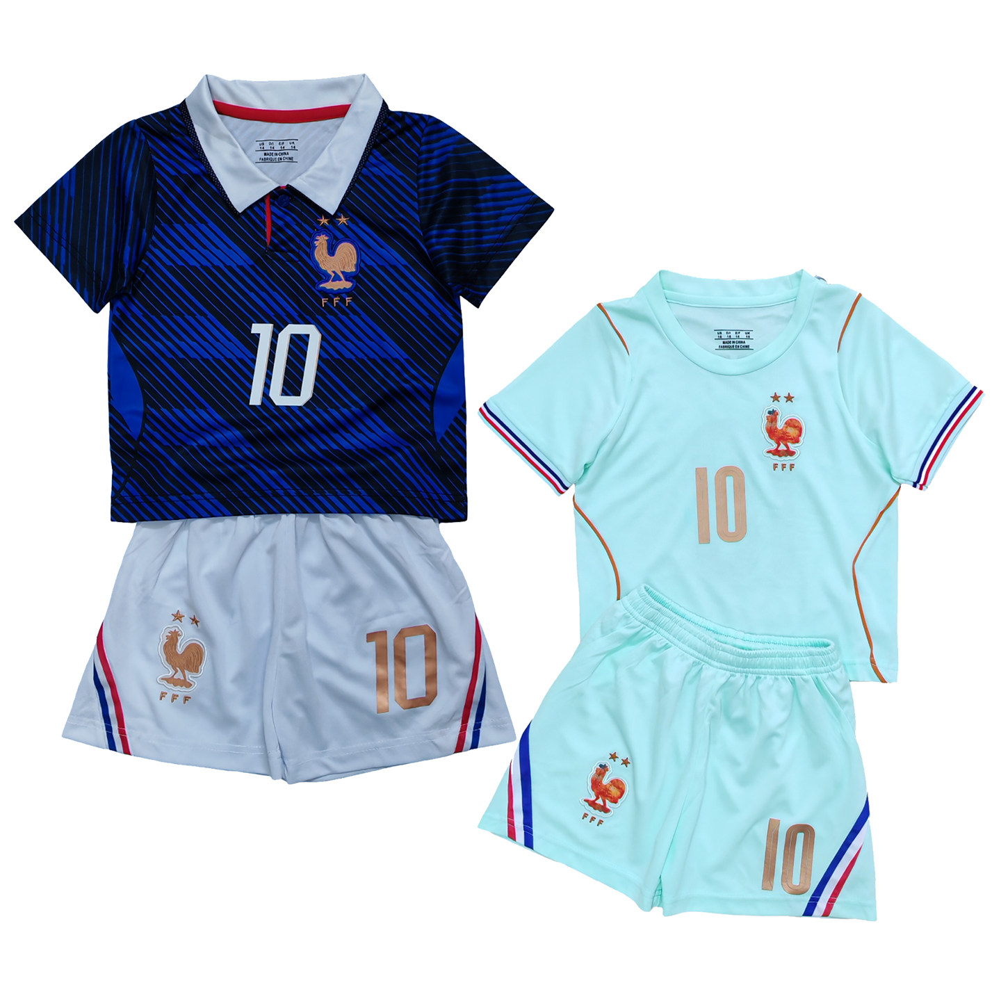 儿童足球服2026法国队主客场姆巴佩球衣小学生比赛运动训练服定制