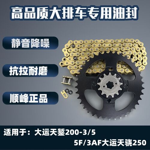 适用大运天錾200-3/5/5F/3AF大运天骁250改装牙盘彩色链条三件套