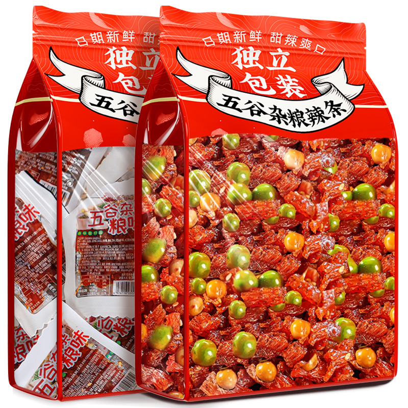 五谷杂粮辣条面筋麻辣童年怀旧爆款小吃休闲解馋零食品官方旗舰店