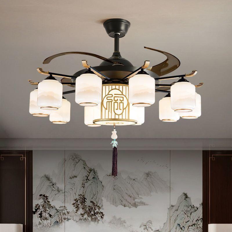 新中式风扇灯隐形吊扇灯客厅吊灯现代简约中国风餐厅卧
