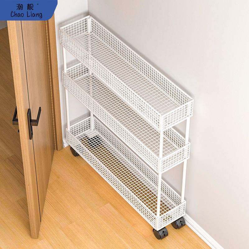 极窄落地带轮缝隙窄超薄柜门后卫生间夹缝收纳柜置物架浴室收纳架