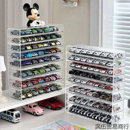 汽车模型展示盒儿童玩具车合金小汽车:多美卡风火轮收纳盒透明