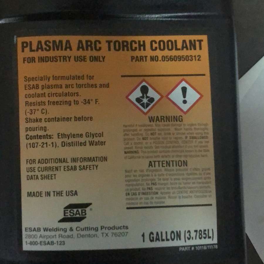 伊萨等离子切割机冷却液0560950312 3.78L -36℃防冻液 防冻剂