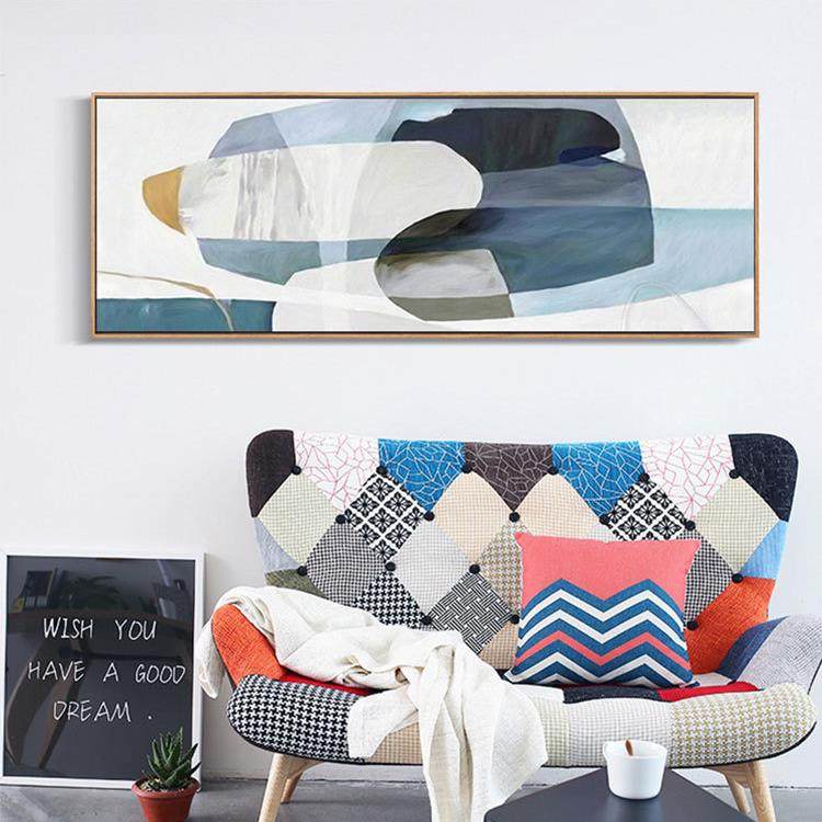 北欧客厅装饰画沙发卧室酒店现代简约挂画长款抽象墙壁画
