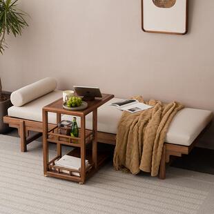 9W实木贵妃椅新中式休闲沙发床老榆木卧室客厅躺椅贵妃榻