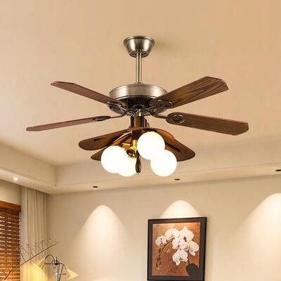 中古风静音风扇灯美式复古全光谱护眼餐厅灯客厅一体吊扇灯casagd