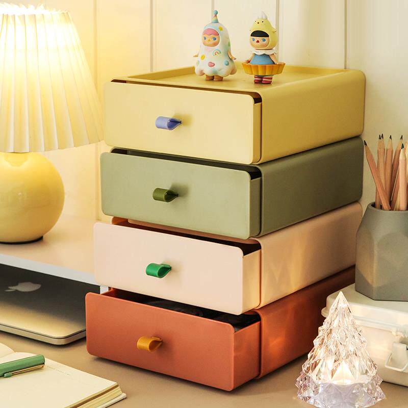 抽屉式桌面收纳盒办公室文件整理学生书桌上置物架储物杂物箱柜