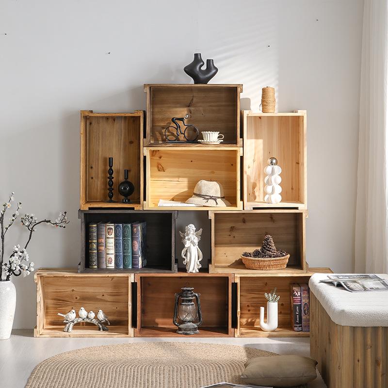 复古木箱木框置物超市水果陈列筐木箱子长方形实木收纳储物箱