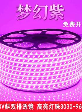 220V高压led灯带紫光粉色紫色家用装饰浪漫创意KTV超亮户外防水灯