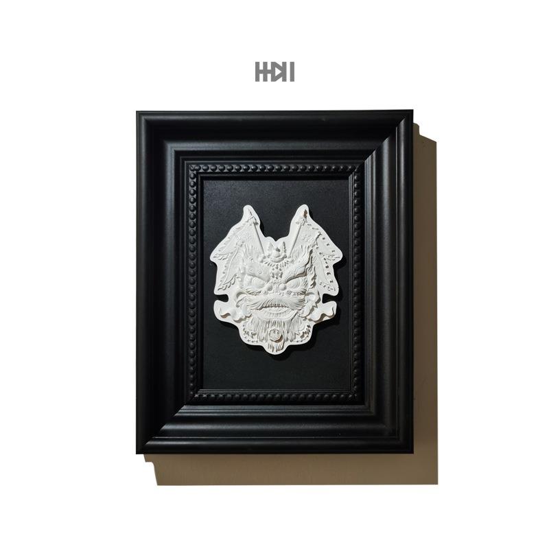 旗开得胜立体一加国潮浮雕醒狮舞狮轻奢一混凝土装饰画雕塑