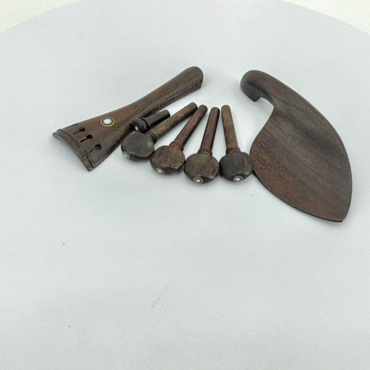 音芬特高档鸡翅玫瑰木小提琴配件 4/4腮托 拉弦板 尾柱 琴轴小