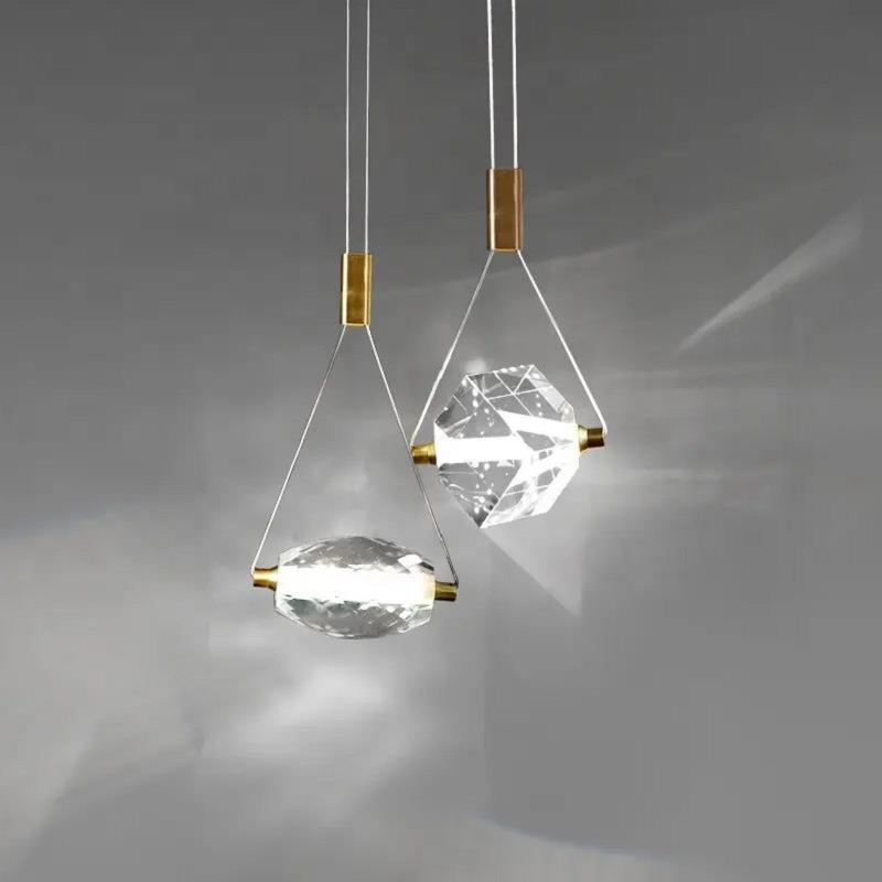 全铜卧室床头小吊灯现代简约餐厅吧台个性创意轻奢钻石水晶小吊灯