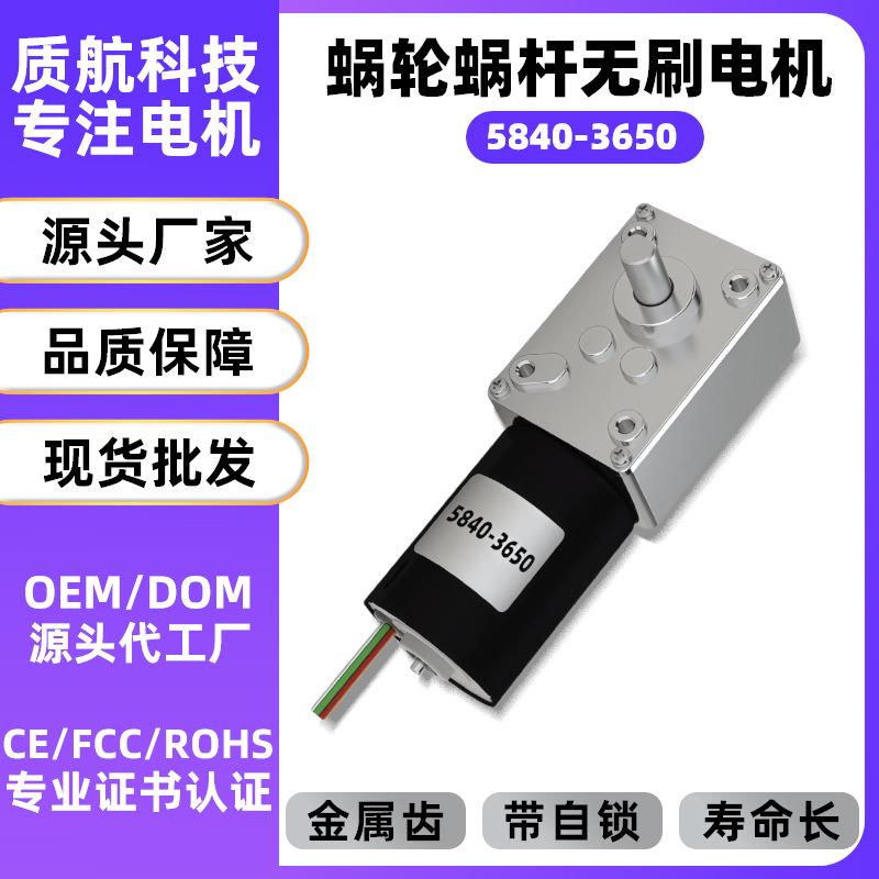 5840-3650蜗轮蜗杆直流减速电机12V调速自锁大功率无刷电机24V