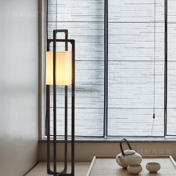 实木新中式复古落地灯客厅沙发旁边墙角氛围艺术装饰高颜值立式灯