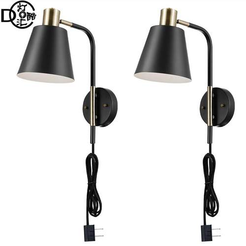 跨境美式复古铁艺客厅壁灯 浴室卧室床头插入式墙壁灯WALL LIGHT