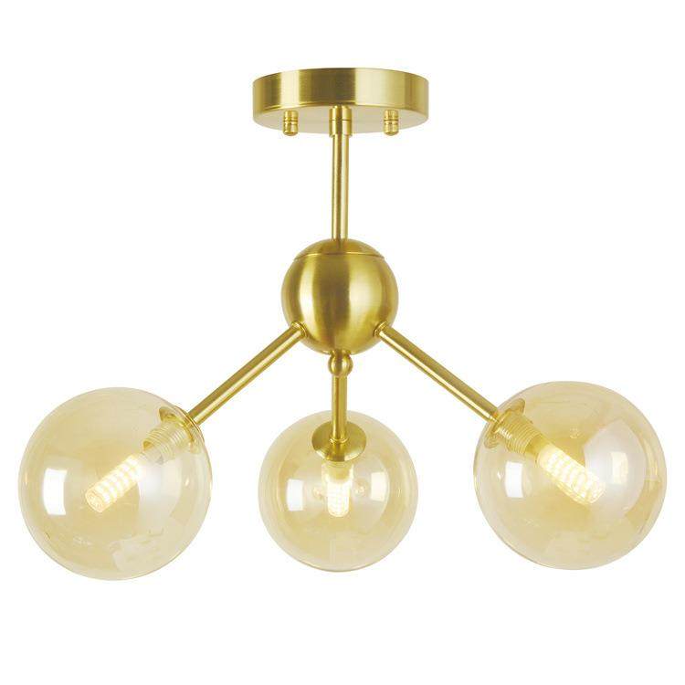 北欧艺术三头玻璃圆球吸顶灯温馨卧室客厅餐厅设计师led圆形灯具