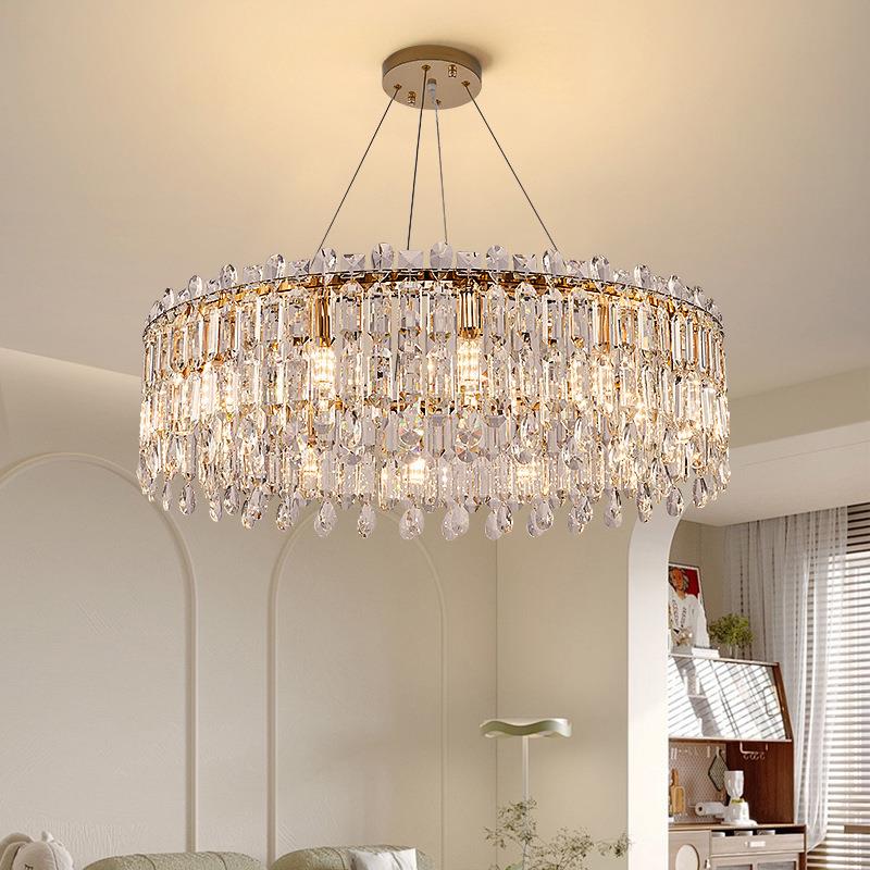 轻奢水晶圆形吊灯别墅客厅餐厅客厅灯酒店婚宴厅LED吊灯