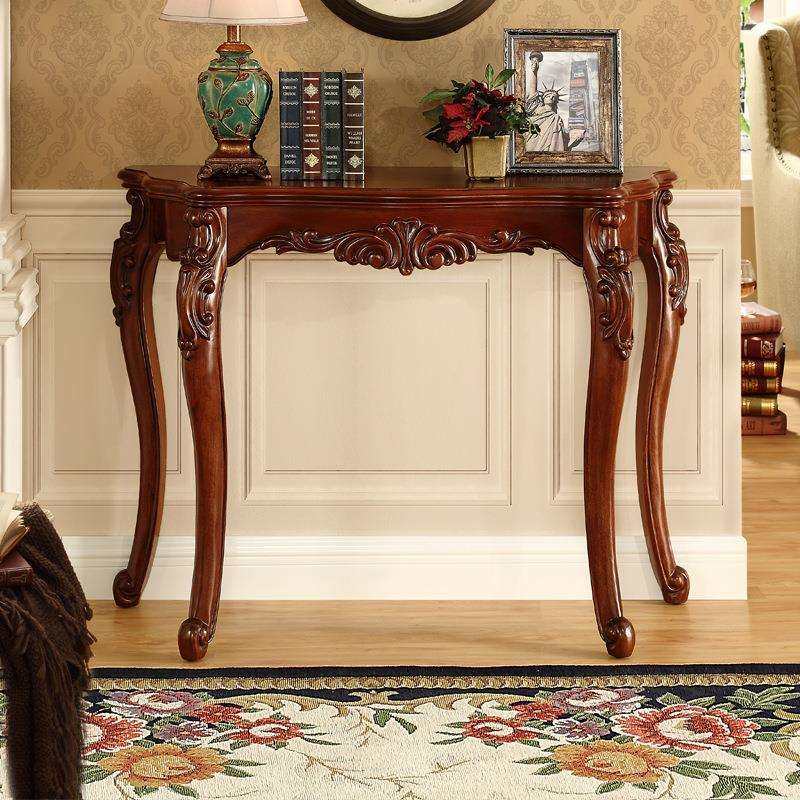 玄关台实木美式沙发背几欧式玄关桌长条几靠墙轻奢门厅柜玄关边桌