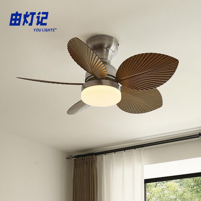 由灯记复古风扇灯一体式餐厅家用美式南洋法式卧室餐桌民宿电风扇