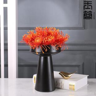 新中式风轮花样板房售楼处洽谈桌前台桌面餐厅陶瓷摆件玄关软装