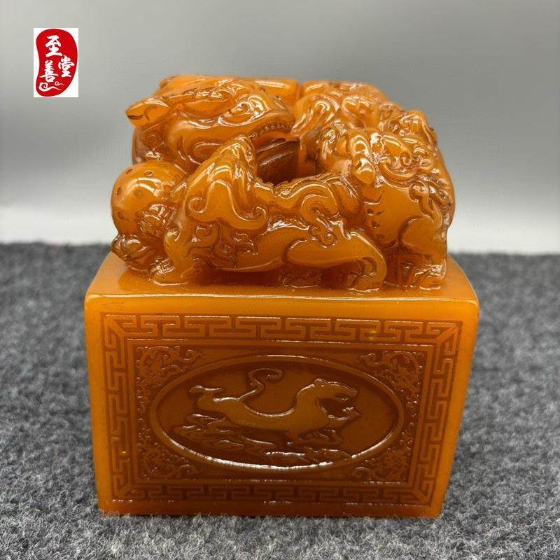 古玩仿古寿山石雕田黄石印章51三狮子雍正玉玺摆件带字客厅装饰