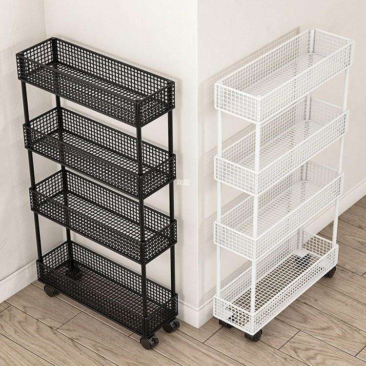 夹缝收纳柜卫生间置物架窄缝收纳架缝隙储物窄柜带轮小推车.