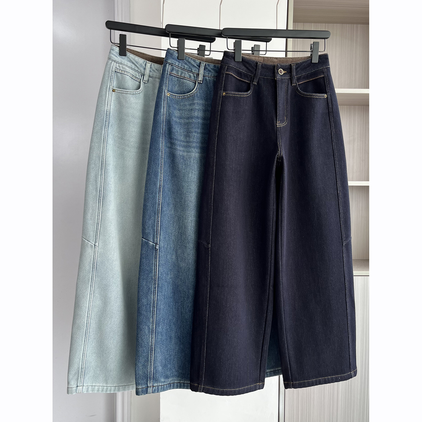 欧货宽松显瘦时尚直筒裤牛仔裤