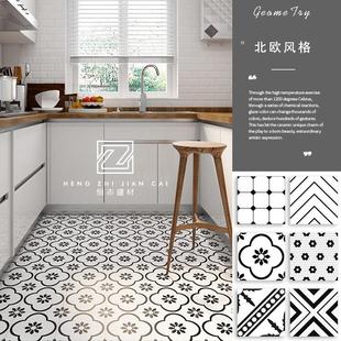 简约黑白花砖民宿厨房卫生间哑光地砖阳台走廊墙砖200网红瓷砖