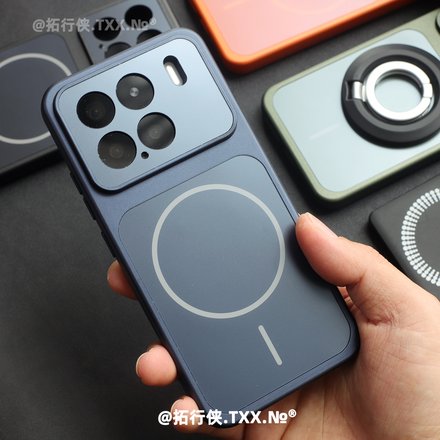 深海蓝AG磨砂玻璃细环磁吸手机壳适用小米15/15pro肤感哑光防指纹Xiaomi17十七tpu软边二合一14pro全包镜头男