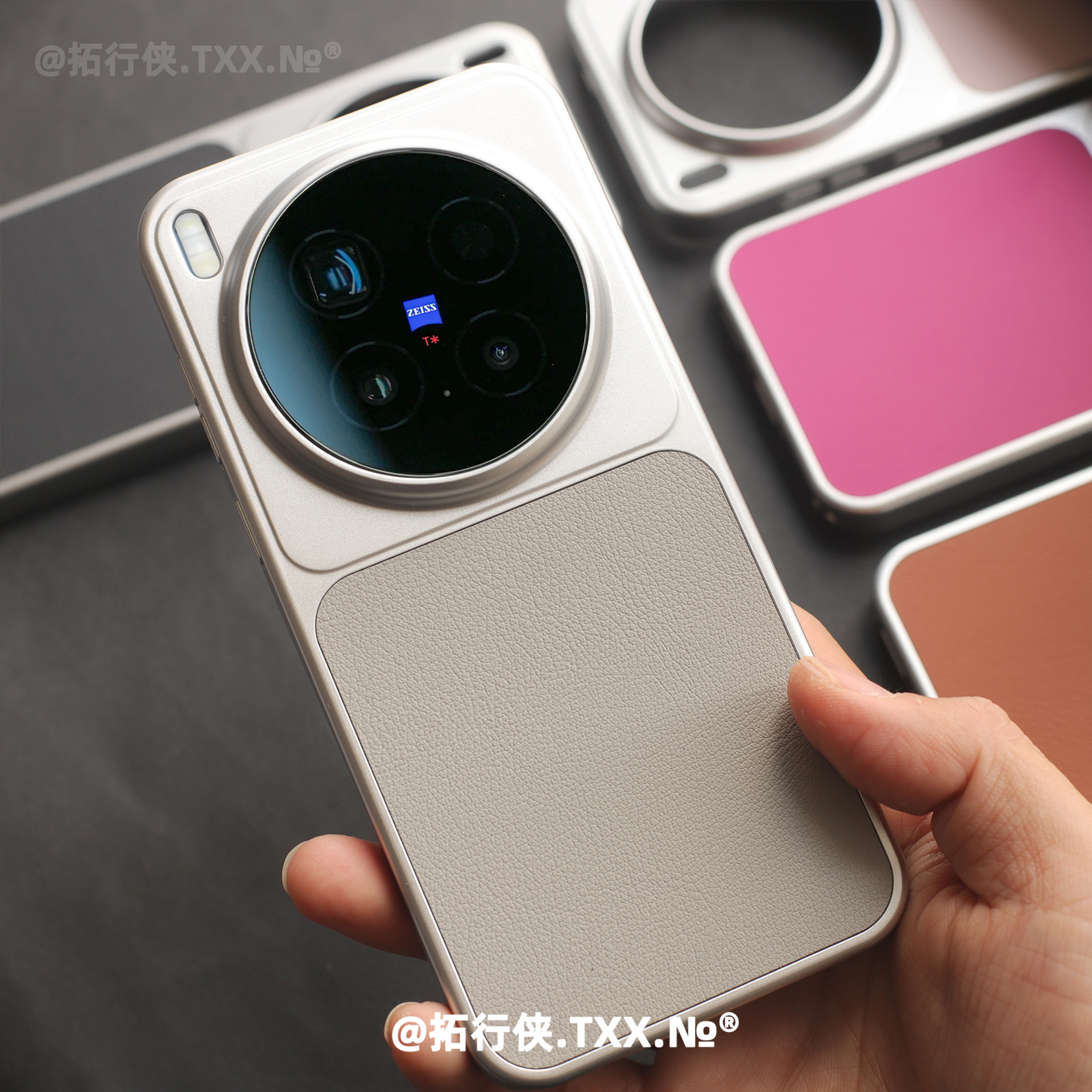 拓行侠适用vivoX300pro手机壳ins奶灰色拼接创意外壳X300素皮纹保护套全包边肤感不粘指纹硬壳防摔冷淡风男女