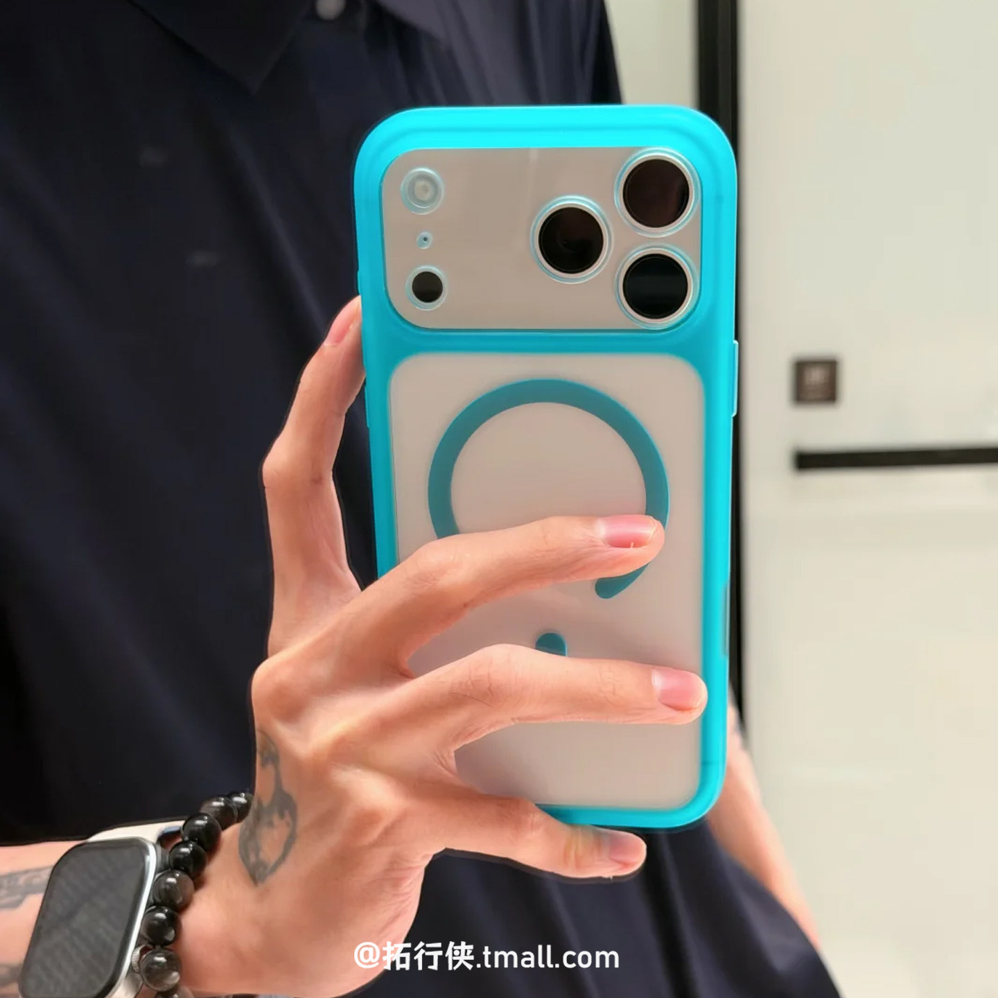 拓行侠适用iPhone17Pro手机壳苹果17promax镜头全包保护套透明薄荷蓝Air带电容键16/15新款Magsafe磁吸硬外壳