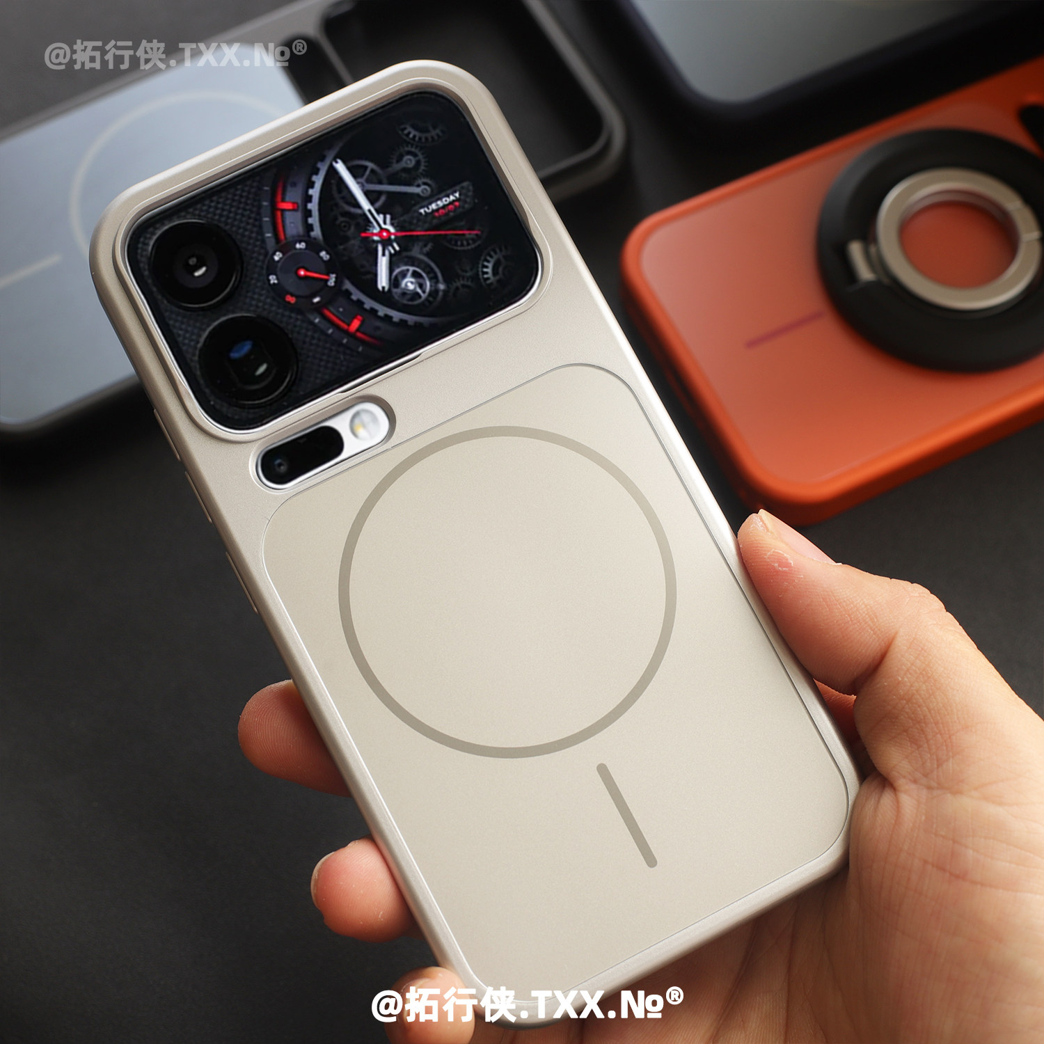 适用小米17promax手机壳钛银色细环磁吸壳17Pro秒变苹果外壳Xiaomi十七轻薄磨砂玻璃K90pm不粘指纹高级感全包