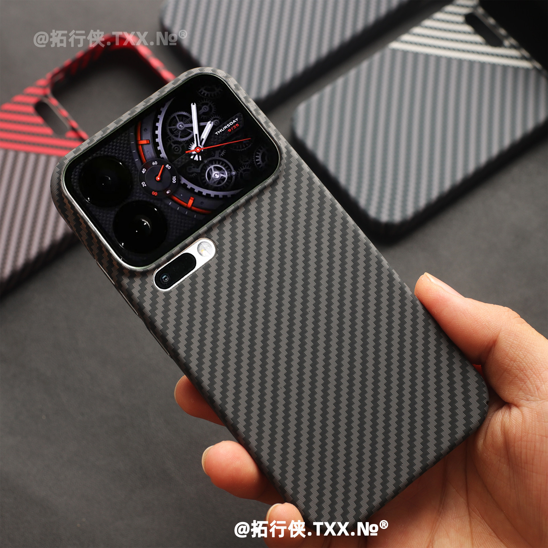 拓行侠适用小米17Pro手机壳碳纤维纹理保护套Xiaomi17Promax新款十七m17高级感磨砂黑色条纹轻薄硬壳全包男士