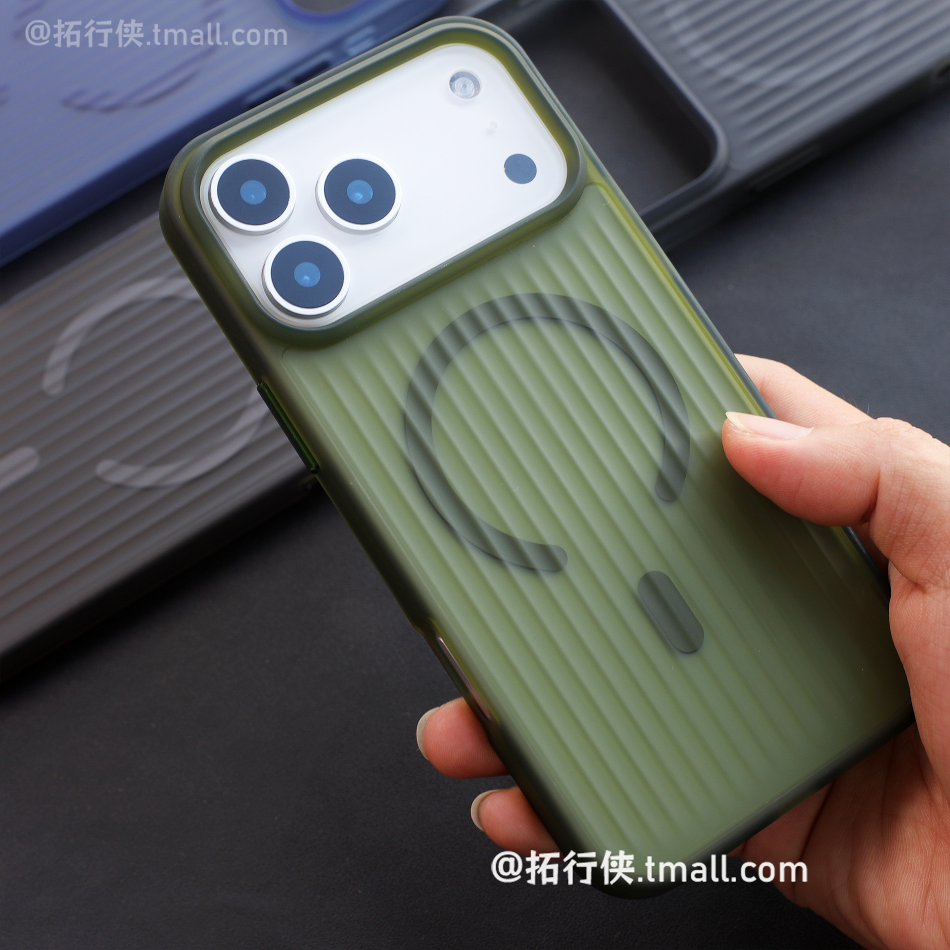 琥珀绿瓦楞二合一适用iphone苹果17pro手机壳Magsafe磁吸保护套行李箱纹17promax凹凸感半透磨砂7Air软边全包