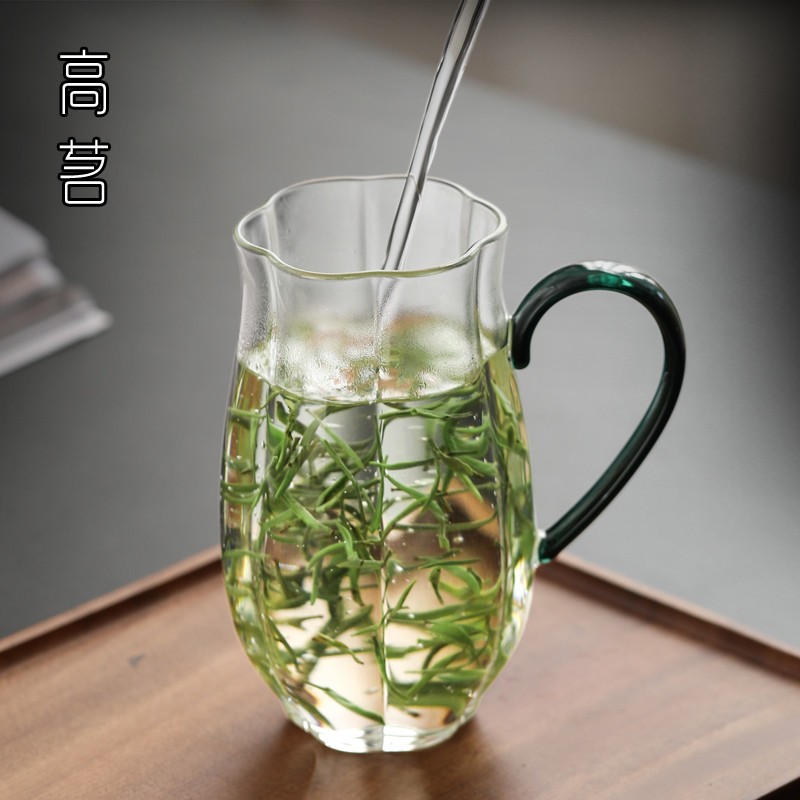 绿茶玻璃杯透明耐热泡茶杯2025新款家用女士花朵高颜值尤马马推荐图片